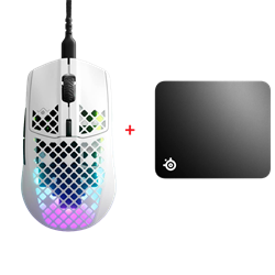 SteelSeries Aerox 3 Snow Mouse + SteelSeries QcK Medium Mouse Pad Bundle Paket