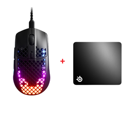 SteelSeries Aerox 3 Onyx Mouse + SteelSeries QcK+ Large Mouse Pad Bundle Paket