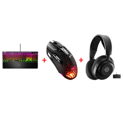 Steelseries Apex 7 Klavye + Steelseries Aerox 5 Wireless Mouse + Steelseries Arctis Nova 5 Kulaklık Bundle Paket