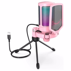 Fifine Ampligame A6V RGB USB Pembe Gaming Mikrofon