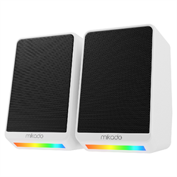MIKADO MD-178 2.0 3W*2 RGB Aydınlatmalı USB + 3.5mm 5V Beyaz Hoparlör