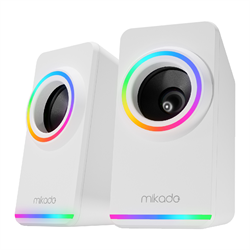 MIKADO MD-182 2.0 3W*2 RGB Aydınlatmalı USB + 3.5mm USB 5V Beyaz Hoparlör 