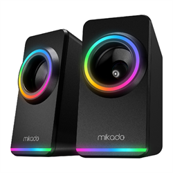 MIKADO MD-182 2.0 3W*2 RGB Aydınlatmalı USB + 3.5mm USB 5V Siyah Hoparlör